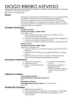 Exemplo de currículo de comissário de voo